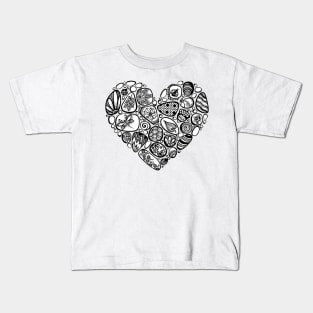 Decorative Heart Symbol from Sea Pebbles with Ornaments Kids T-Shirt
